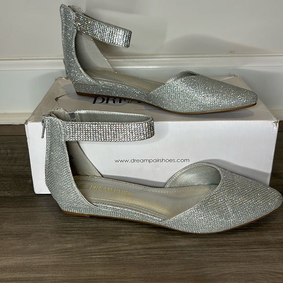 Dream Paris silver evening flats women’s 7.5 - Picture 1 of 8